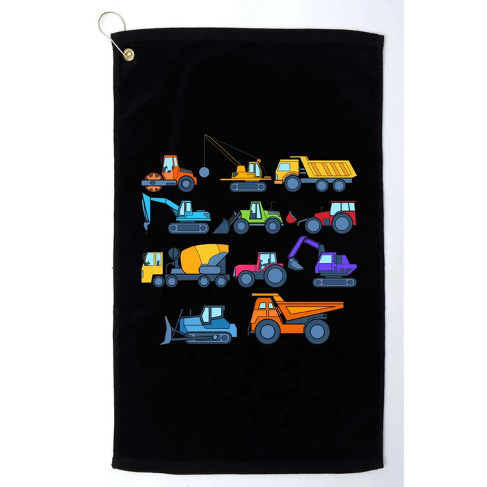 Tractor Fan Boy Kids Construction Excavator Excavation Truck Gift Platinum Collection Golf Towel