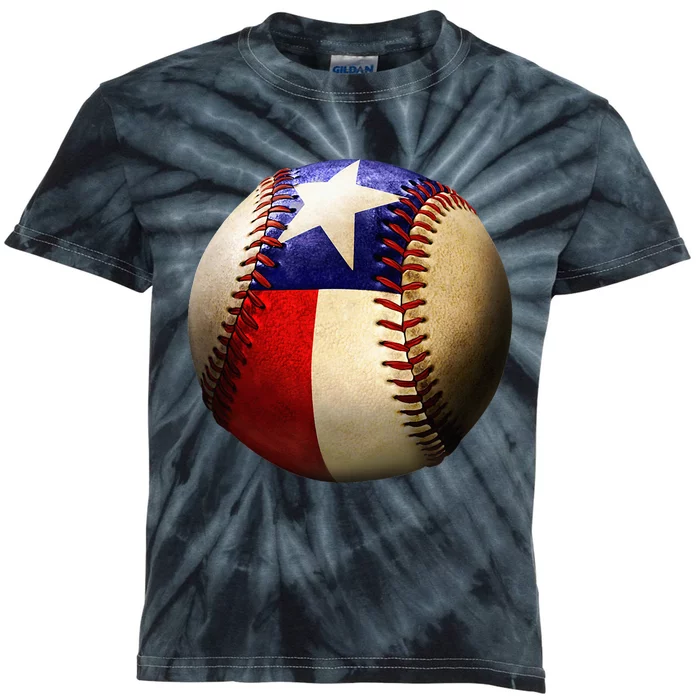 Texas Flag Baseball Kids Tie-Dye T-Shirt