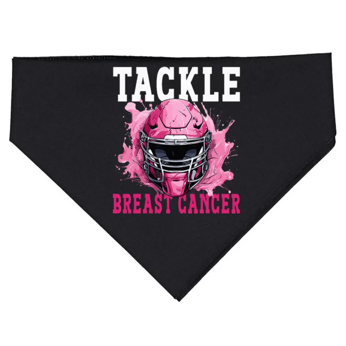 Tackle Football Breast Cancer Awareness Pink Ribbon Kids USA-Made Doggie Bandana