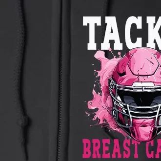 Tackle Football Breast Cancer Awareness Pink Ribbon Kids Full Zip Hoodie