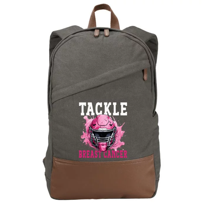 Tackle Football Breast Cancer Awareness Pink Ribbon Kids Cotton Canvas Backpack