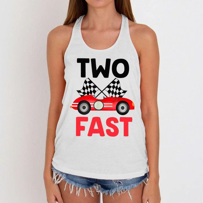 Two Fast Birthday 2 Fast 2 Curious Decorations 2nd Women's Knotted Racerback Tank