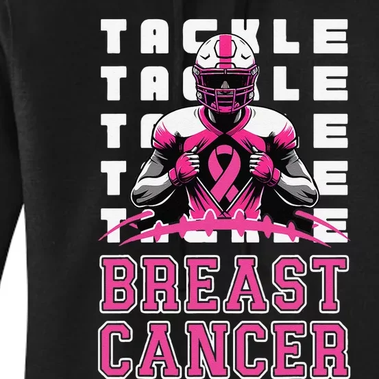 Tackle Football Breast Cancer Awareness P.Ink Ribbon Gift Women's Pullover Hoodie