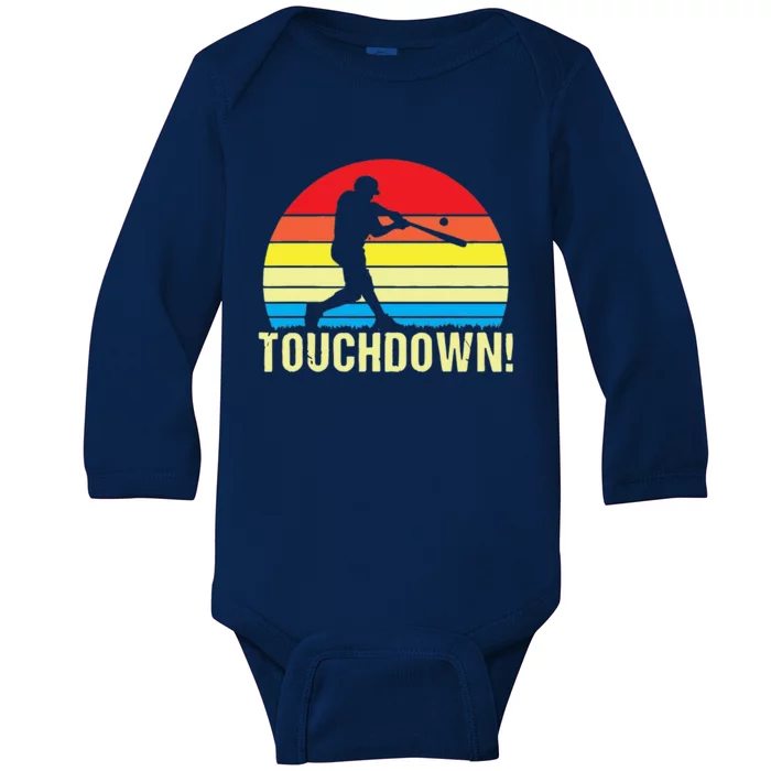 Touchdown!gift Funny Baseball Touchdown Teegift Great For Games Gift Baby Long Sleeve Bodysuit