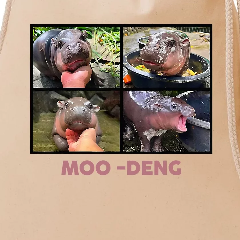 The Famous Baby Pigmy Hippo Moodeng Drawstring Bag