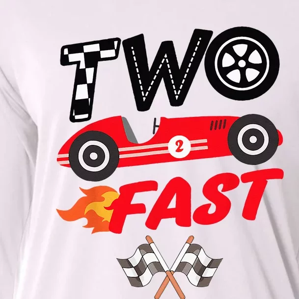 Two Fast Birthday Racing Car Birthday Kids Boy Cooling Performance Long Sleeve Crew