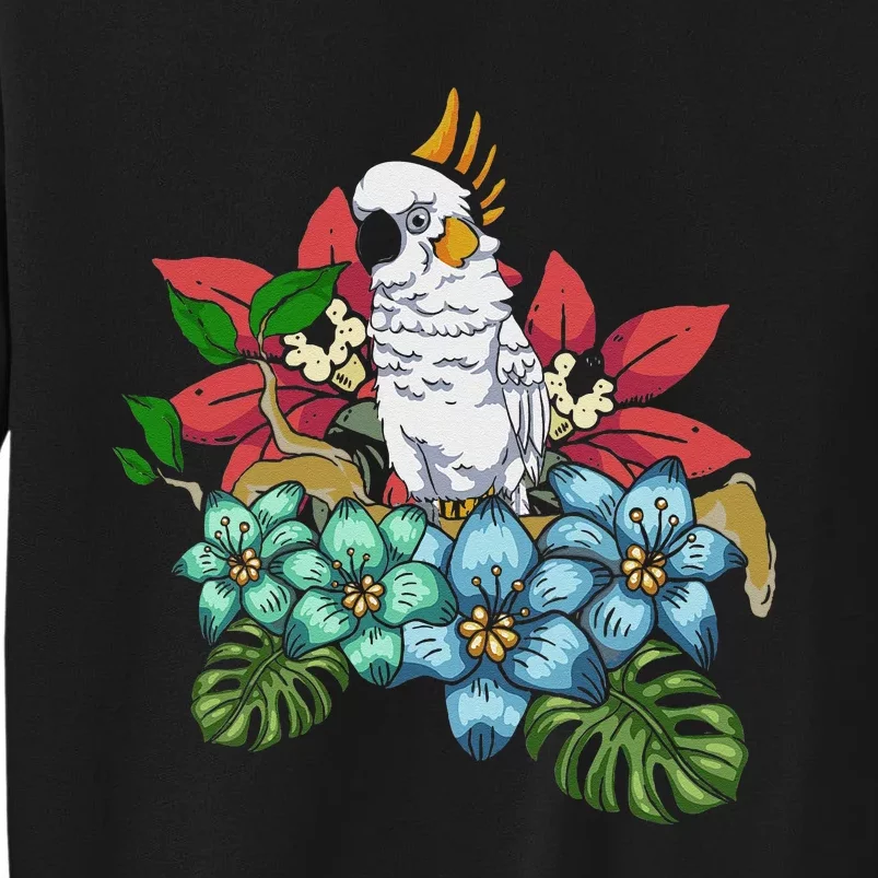 Tropical Flowers Birdwatcher Birding Floral Parrot Cockatoo Sweatshirt