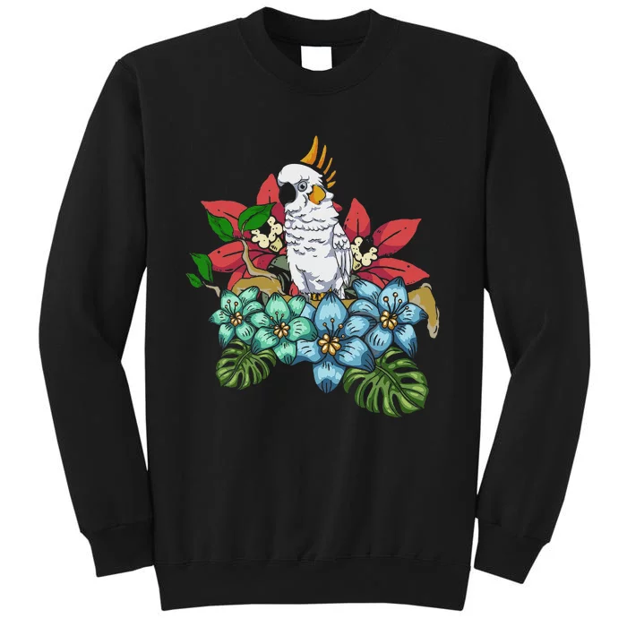 Tropical Flowers Birdwatcher Birding Floral Parrot Cockatoo Sweatshirt