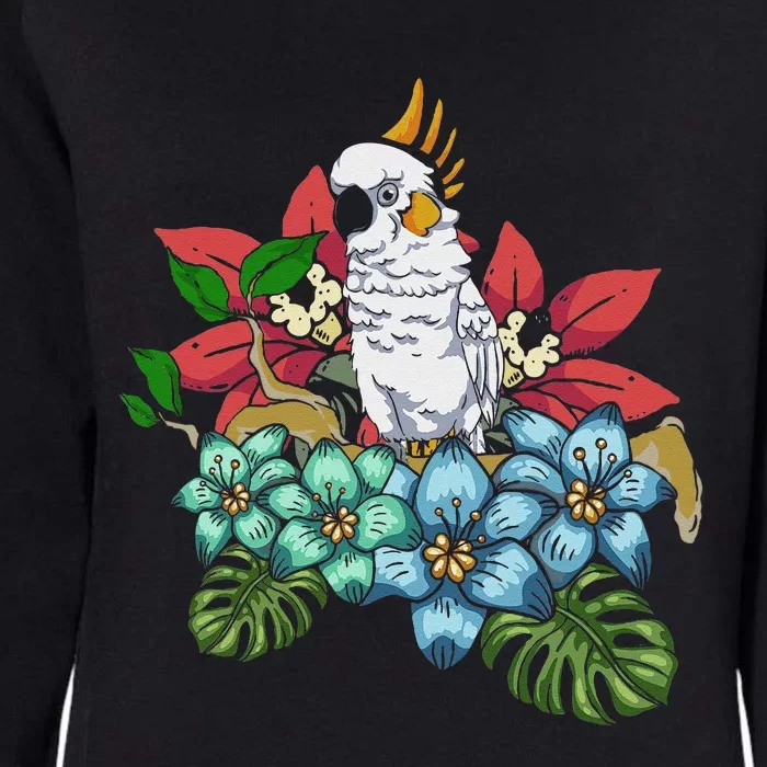 Tropical Flowers Birdwatcher Birding Floral Parrot Cockatoo Womens California Wash Sweatshirt