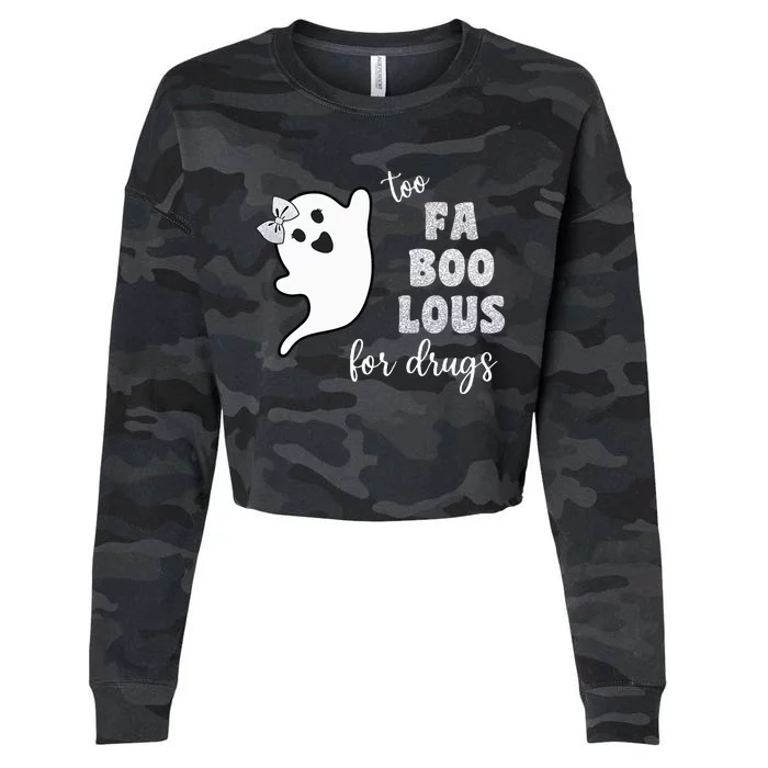 Too Fa Boo Lous For Drug Halloween Red Ribbon Week Awareness Cropped Pullover Crew