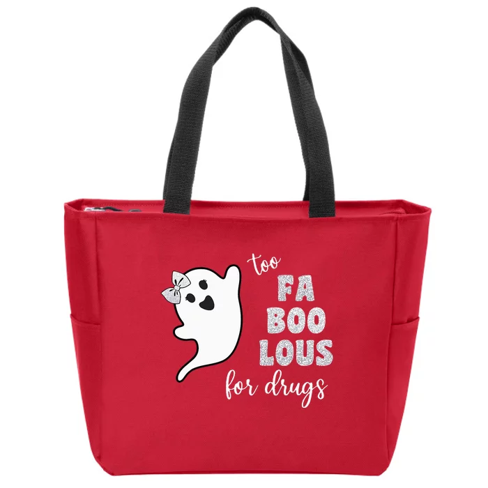 Too Fa Boo Lous For Drug Halloween Red Ribbon Week Awareness Zip Tote Bag