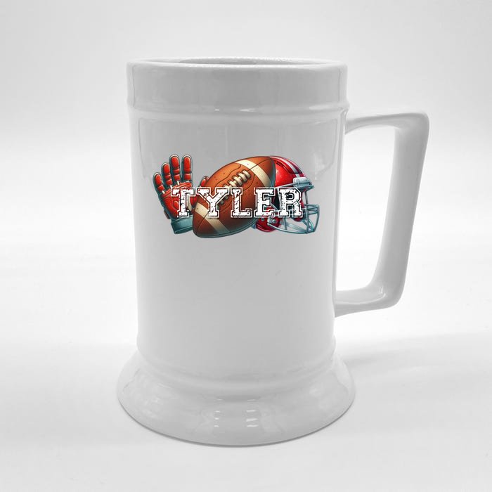 Tyler Football Custom Name Gift Front & Back Beer Stein