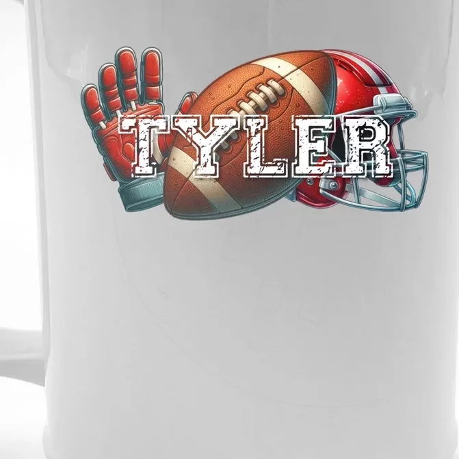 Tyler Football Custom Name Gift Front & Back Beer Stein