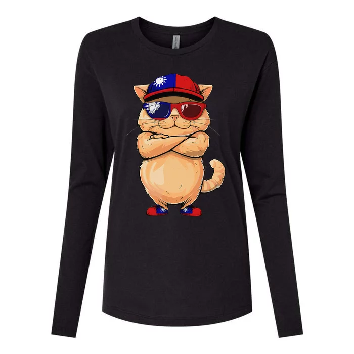 Taiwanese Flag Cat Mom Souvenirs Products Kitten Taiwan Womens Cotton Relaxed Long Sleeve T-Shirt