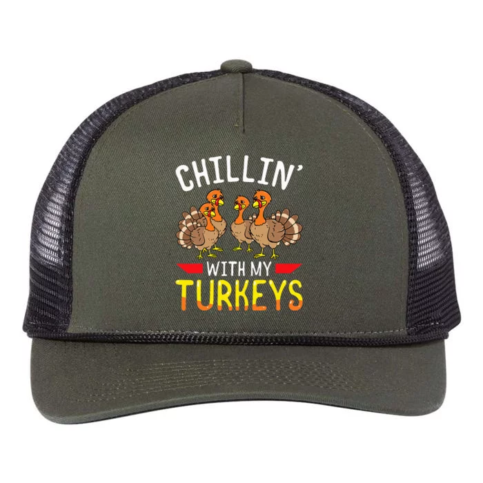 Thanksgiving Family Chillin With My Turkeys Retro Rope Trucker Hat Cap