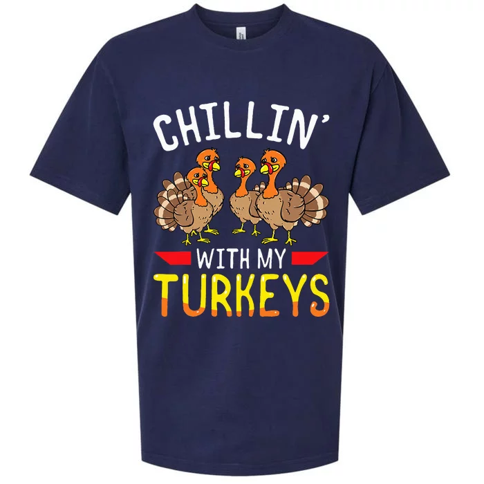 Thanksgiving Family Chillin With My Turkeys Sueded Cloud Jersey T-Shirt