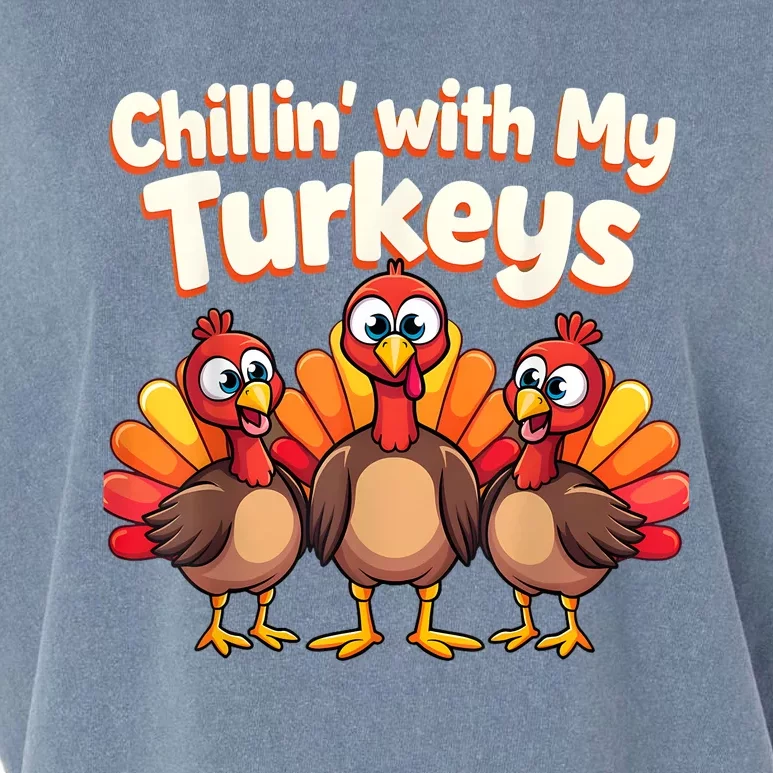 Thanksgiving Family Chillin With My Turkeys Garment-Dyed Women's Muscle Tee