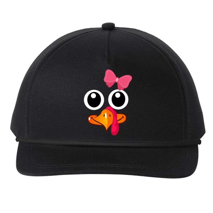 Turkey Face Cute Thanksgiving Gift For Girls Snapback Five-Panel Rope Hat