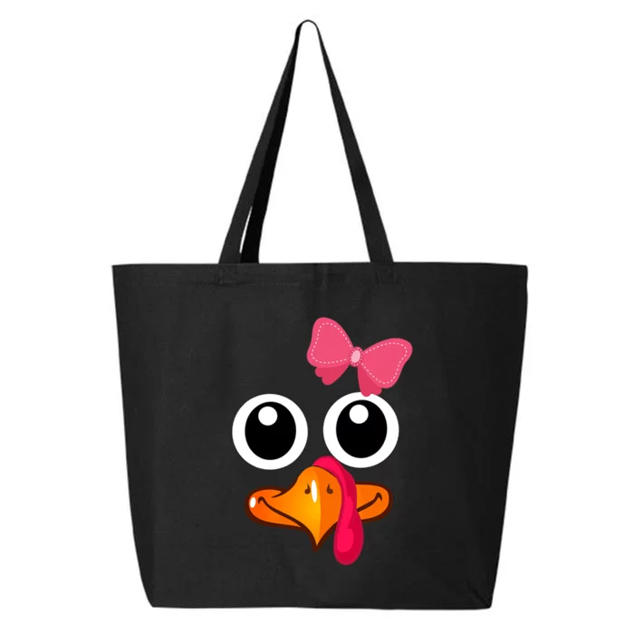 Turkey Face Cute Thanksgiving Gift For Girls 25L Jumbo Tote