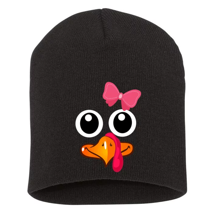 Turkey Face Cute Thanksgiving Gift For Girls Short Acrylic Beanie