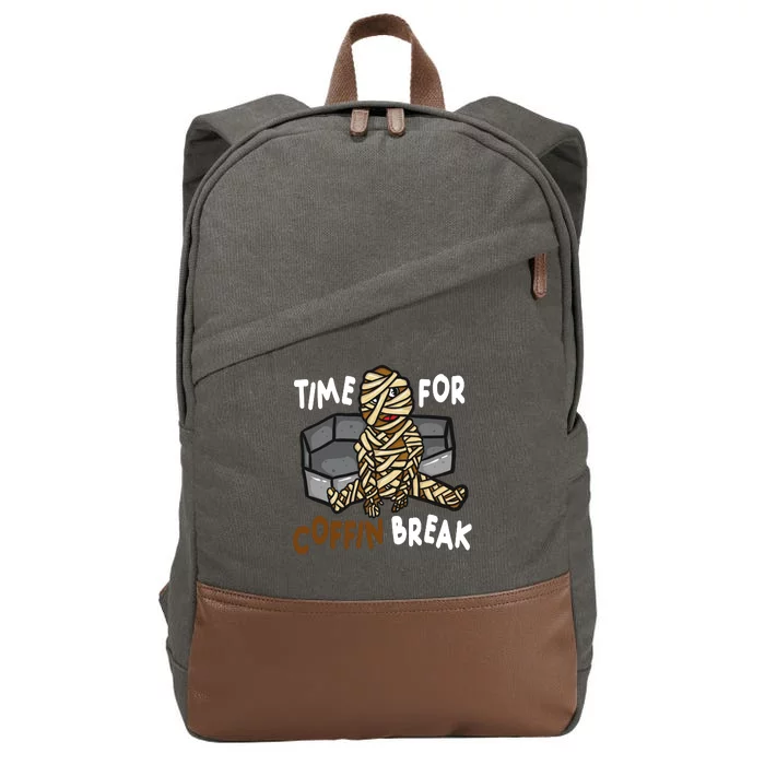 Time For Coffin Break Zombie Funny Cotton Canvas Backpack