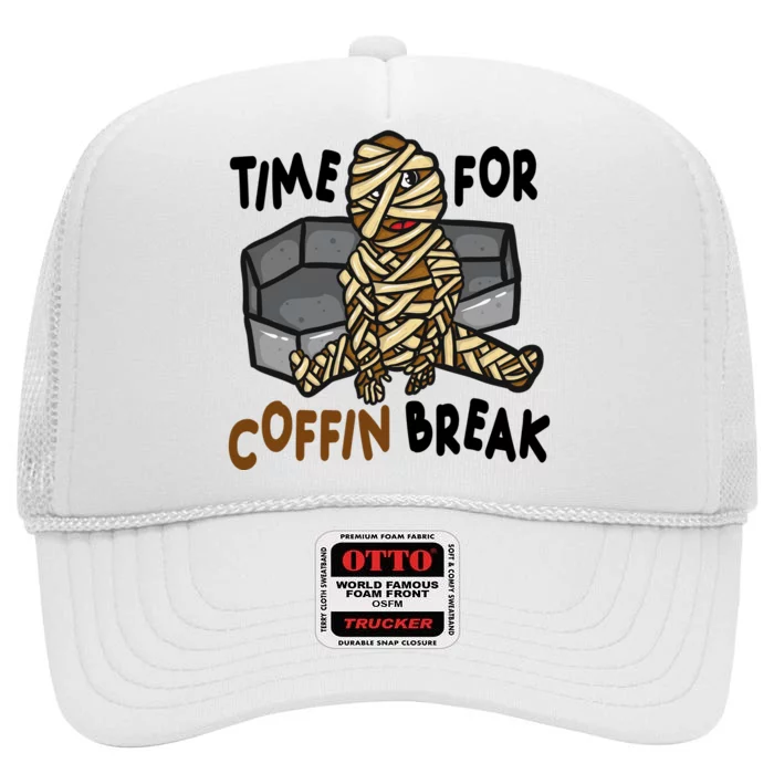 Time For Coffin Break Zombie Funny High Crown Mesh Trucker Hat