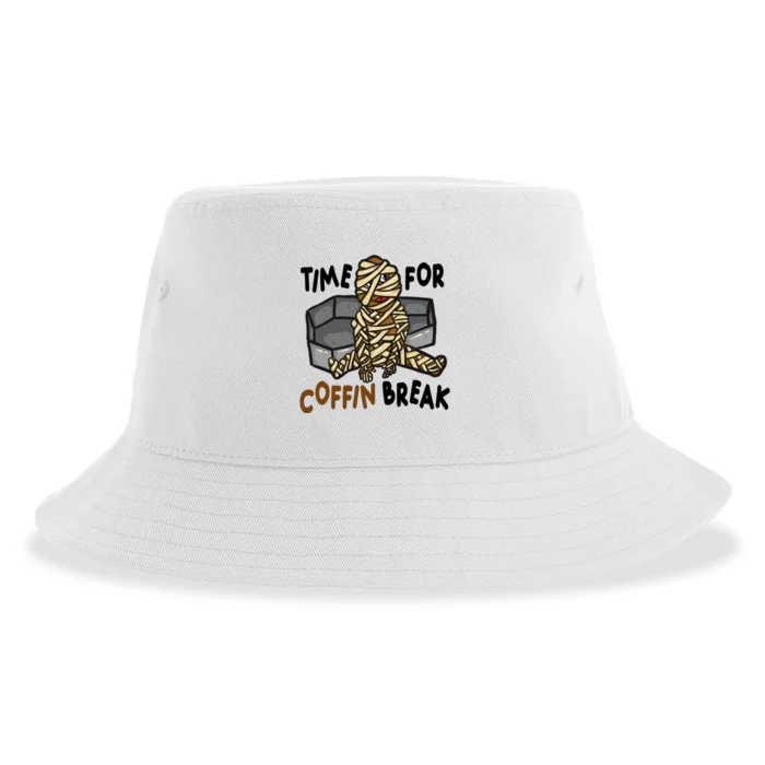 Time For Coffin Break Zombie Funny Sustainable Bucket Hat