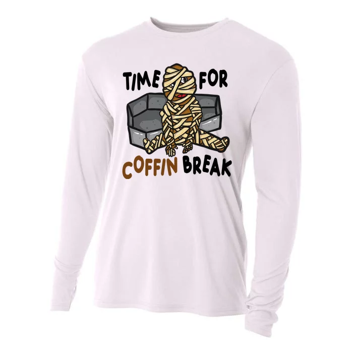 Time For Coffin Break Zombie Funny Cooling Performance Long Sleeve Crew