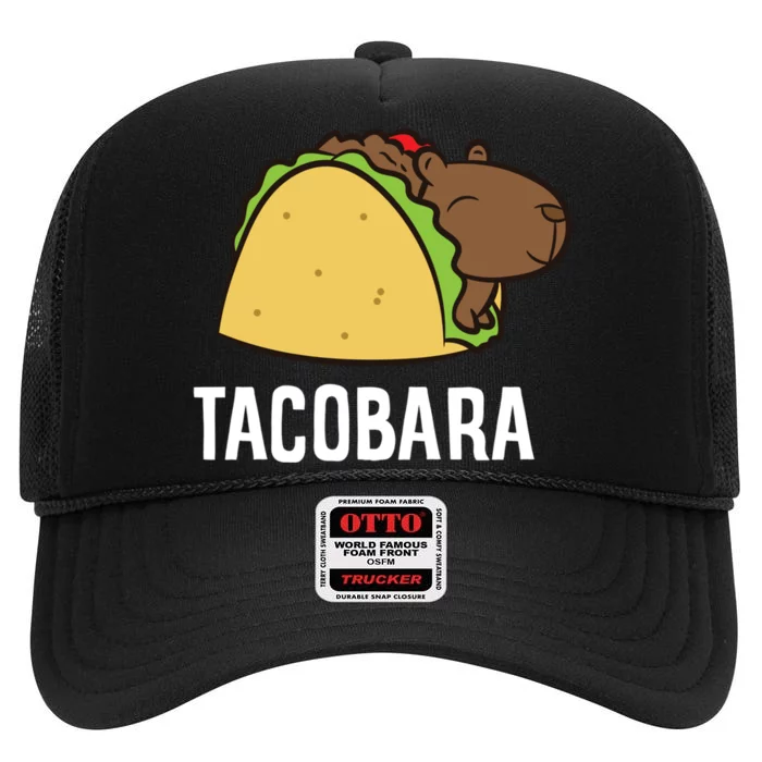 Tacobara Funny Capybara Tacos High Crown Mesh Trucker Hat