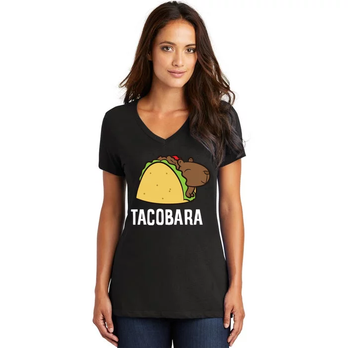 Tacobara Funny Capybara Tacos Women's V-Neck T-Shirt