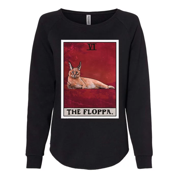 The Floppa Caracal Cat Tarot Card Funny Meme Womens California Wash Sweatshirt