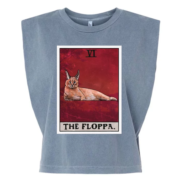 The Floppa Caracal Cat Tarot Card Funny Meme Garment-Dyed Women's Muscle Tee