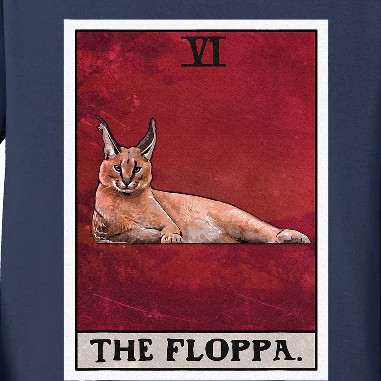 The Floppa Caracal Cat Tarot Card Funny Meme Kids Long Sleeve Shirt