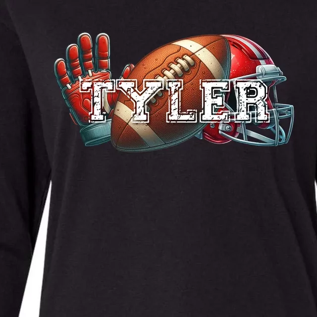 Tyler Football Custom Name Gift Womens Cotton Relaxed Long Sleeve T-Shirt