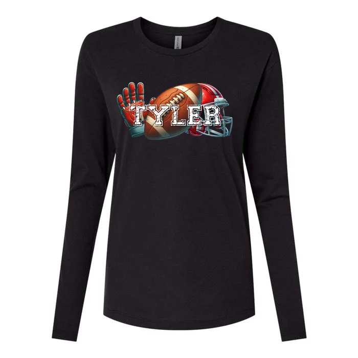 Tyler Football Custom Name Gift Womens Cotton Relaxed Long Sleeve T-Shirt