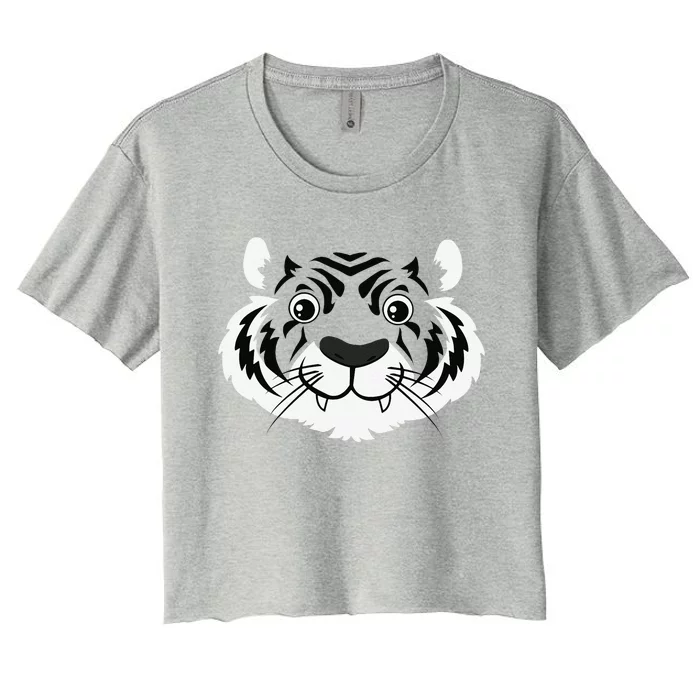 Tiger Face Costume Cute Easy Animal Halloween Gift Women's Crop Top Tee