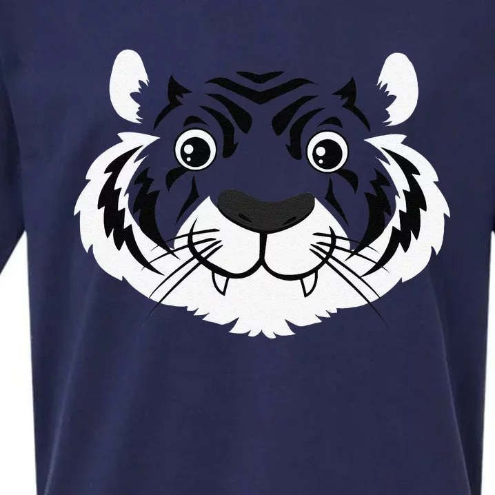 Tiger Face Costume Cute Easy Animal Halloween Gift Sueded Cloud Jersey T-Shirt