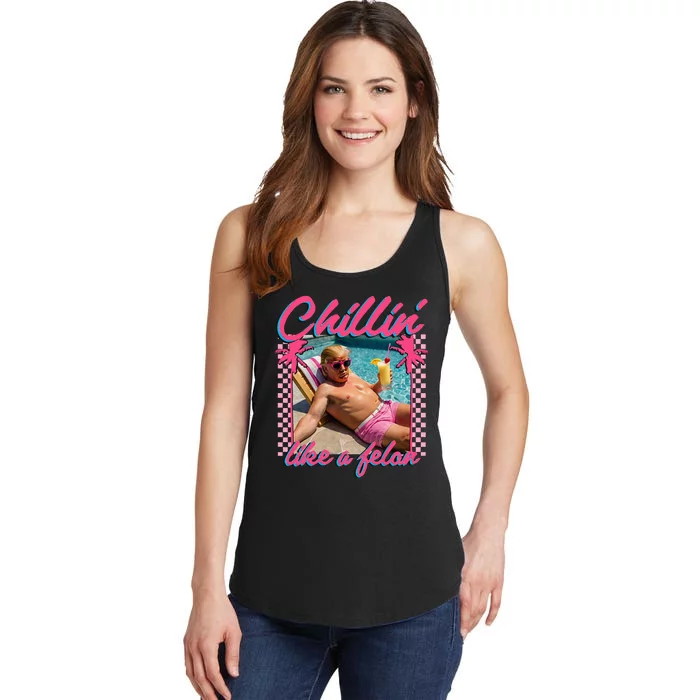 Trump Funny Chillin Like A Felon Trump 2024 Ladies Essential Tank