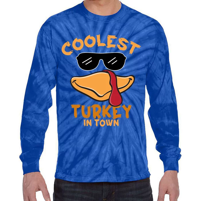 Turkey Face Coolest Turkey In Town Gobble Funny Thanksgiving Gift Tie-Dye Long Sleeve Shirt