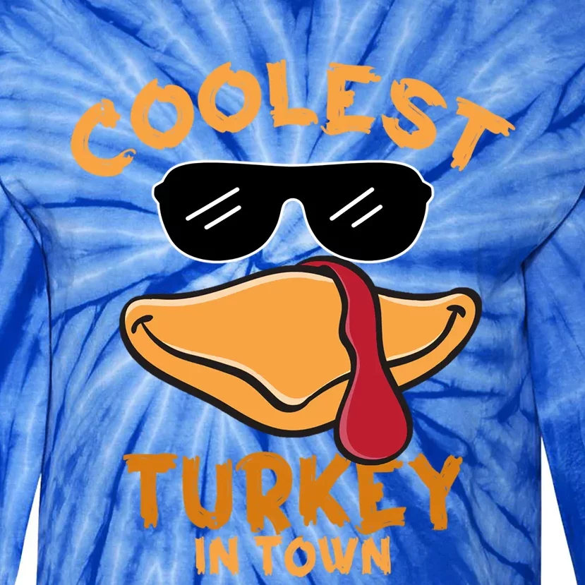 Turkey Face Coolest Turkey In Town Gobble Funny Thanksgiving Gift Tie-Dye Long Sleeve Shirt