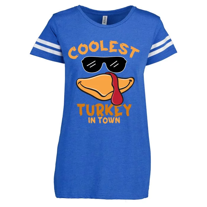 Turkey Face Coolest Turkey In Town Gobble Funny Thanksgiving Gift Enza Ladies Jersey Football T-Shirt