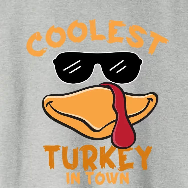 Turkey Face Coolest Turkey In Town Gobble Funny Thanksgiving Gift Women's Crop Top Tee