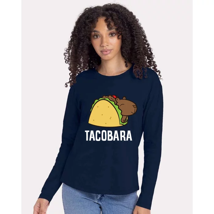 Tacobara Funny Capybara Tacos Womens Cotton Relaxed Long Sleeve T-Shirt