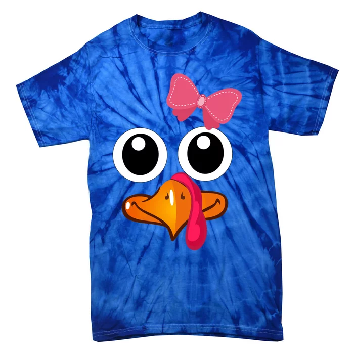 Turkey Face Cute Thanksgiving Gift For Girls Great Gift Tie-Dye T-Shirt