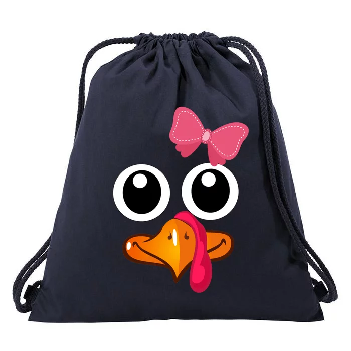 Turkey Face Cute Thanksgiving Gift For Girls Great Gift Drawstring Bag