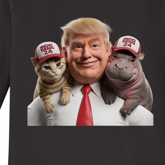 TrumpS Furry & Chonky Dream Team Moo Deng 24 Funny Design Baby Long Sleeve Bodysuit