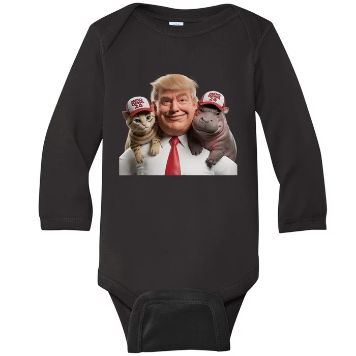 TrumpS Furry & Chonky Dream Team Moo Deng 24 Funny Design Baby Long Sleeve Bodysuit