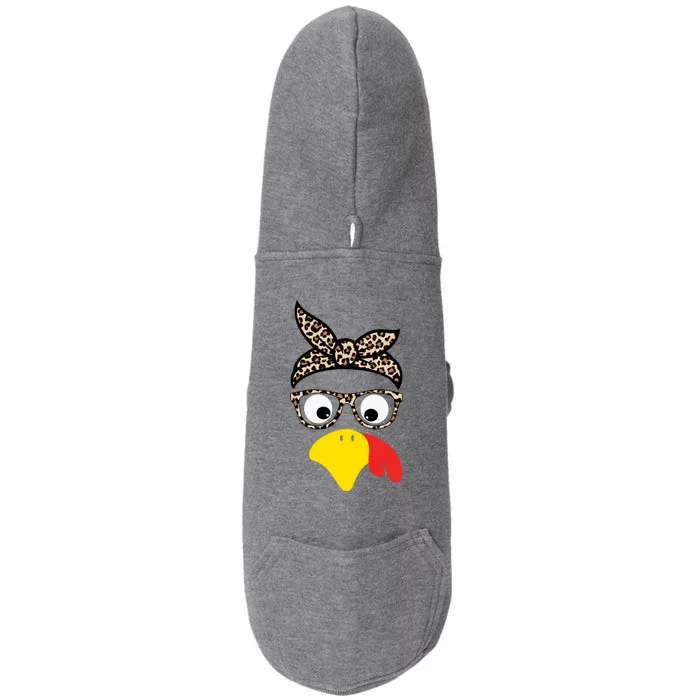 Turkey Face Cheetah Cute Thanksgiving Doggie 3-End Fleece Hoodie