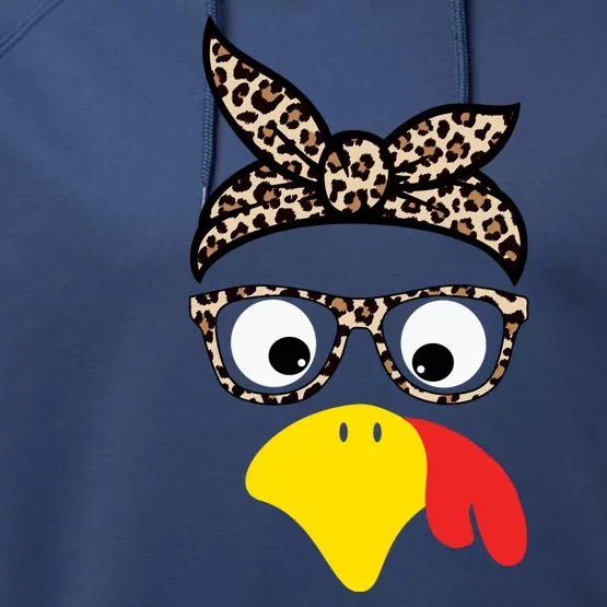 Turkey Face Cheetah Cute Thanksgiving Performance Fleece Hoodie