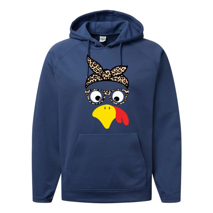 Turkey Face Cheetah Cute Thanksgiving Performance Fleece Hoodie